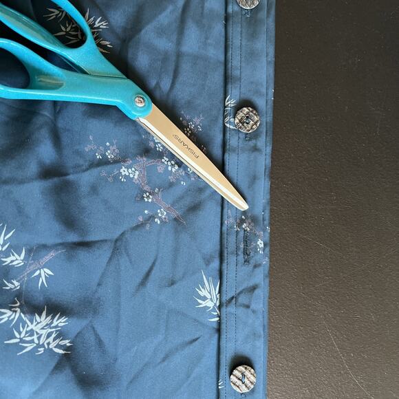 Vintage Silk Velvet Maxi Dress XL Dark Floral Side Button Asian Fairy Whimsigoth - Picture 12 of 12